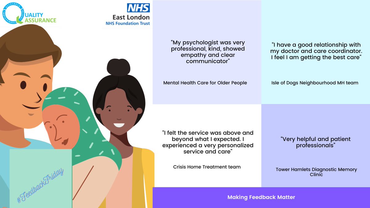 We're bringing back #FeedbackFriday! Dedicating this week's shout out to the teams at Tower Hamlets Mental Health services. Great work teams!