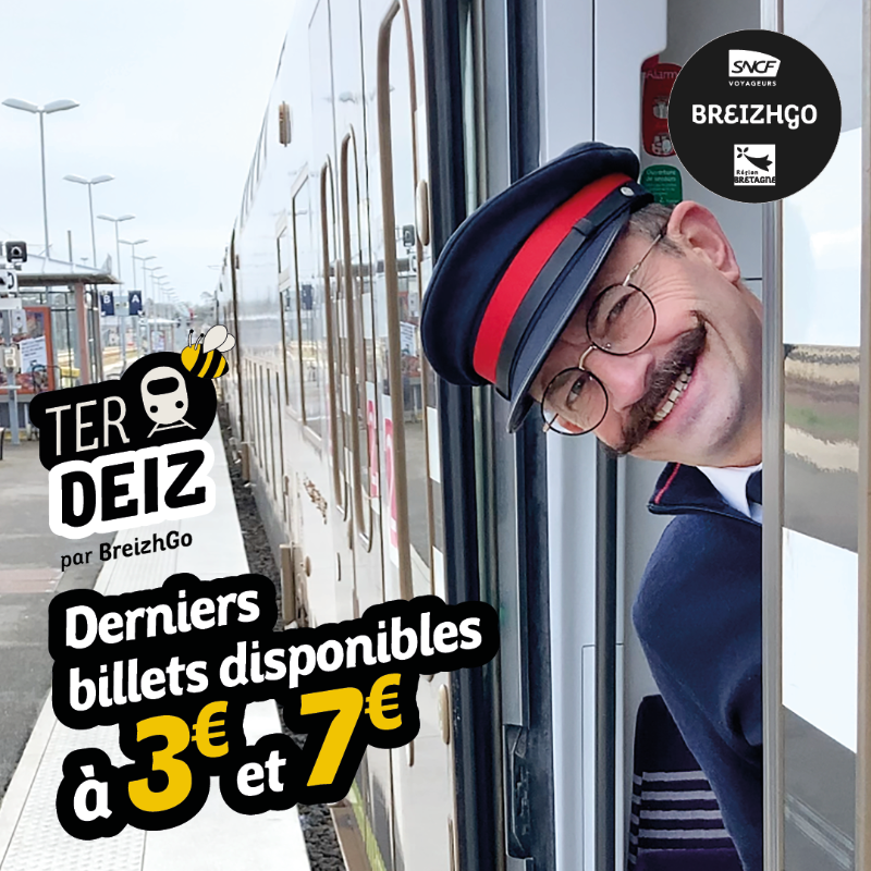 TERBreizhGo's tweet photo. 🐝 [TER Deiz - C'est bientôt fini]

Déjà plus de 12 000 billets à petits prix vendus cette semaine !

Dépêchez-vous, il vous reste 60 heures pour en profiter et voyager jusqu'au 1er avril 👇🏻

#TERDays