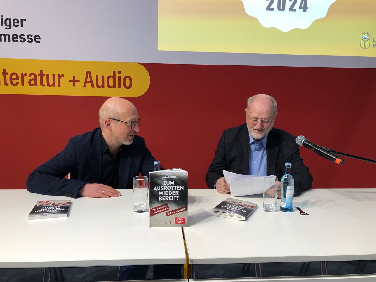 „Zum Ausrotten wieder bereit?“ Niklas Frank spricht jetzt auf der Leipziger @buchmesse im Forum Literatur + Audio. #lbm24 #Antisemitismus