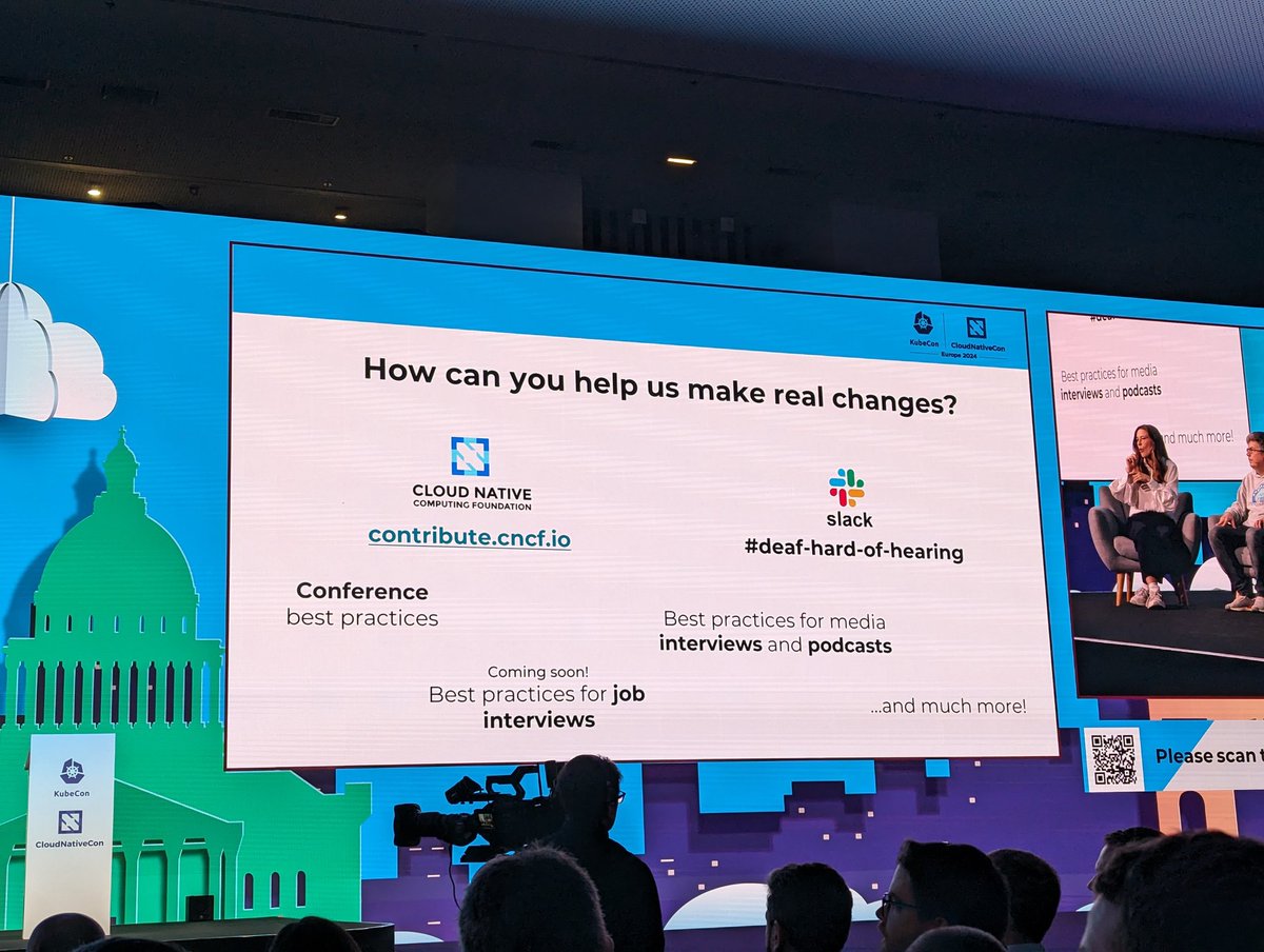 CloudNativeFdn's tweet image. Helpful insights about our deaf community from Anastasiia Gubska. Go check out the deaf and hard of hearing working group. This is the second #KubeCon + #CloudNativeCon accessible to our deaf community and there are resources for making your local events accessible as well!…