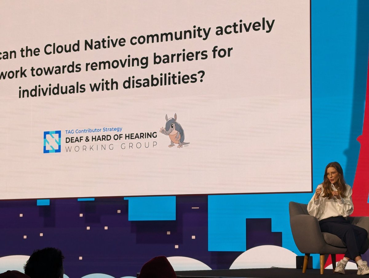 Helpful insights about our deaf community from Anastasiia Gubska. Go check out the deaf and hard of hearing working group. This is the second #KubeCon + #CloudNativeCon accessible to our deaf community and there are resources for making your local events accessible as well!…