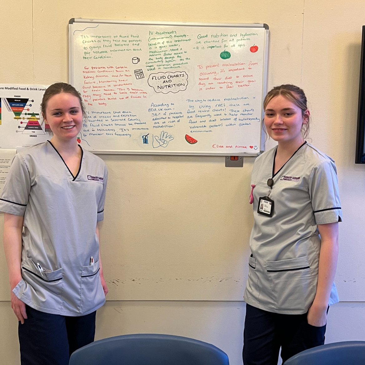 📸: Elise and Aimee (first year RGU students on their first placement) created this fab information board on the importance of food, fluid, and nutrition in ward 9 & 10 at Woodend Hospital. @SOARS_WGH @NHWeek #NHWeek #TeamWoodend