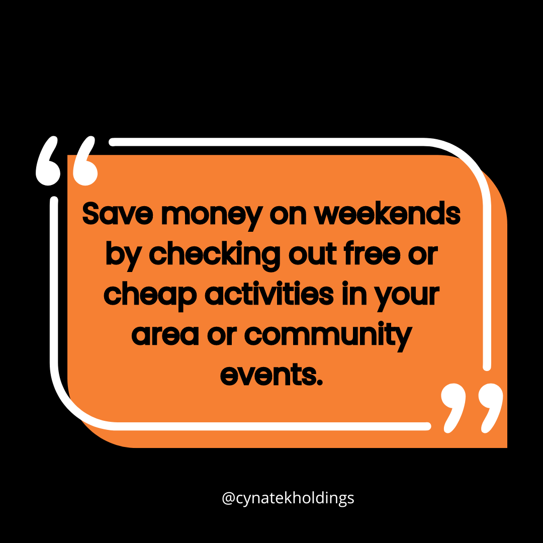 cynatekholdings's tweet photo. Save money on weekends by checking out free or cheap activities in your area or community events.
#FridayFinancialTip https://t.co/LmpdwA5vw1