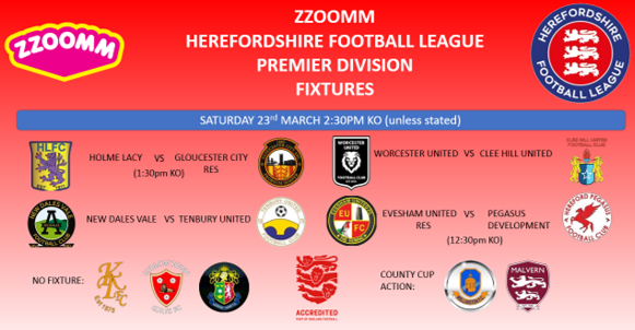 FIXTURES | 23/3/24
@zzoommfullfibre @HerefordshireFL 
4 Fixtures in the Premier Division on @nonleaguedayuk 👀👇⚽️
Who will you be watching?