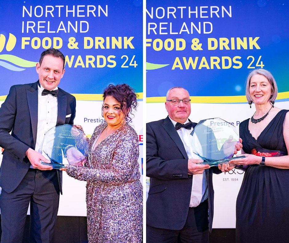 Congratulations to Victor Hazelton and Chloe Moore on their success at last week’s NIFDA Awards 🏆 Victor was awarded with the Food Safety Champion Award while Group Supply Chain Technologist, Chloe won the Rising Star Award. They are both well-deserved winners!⭐ #Awards