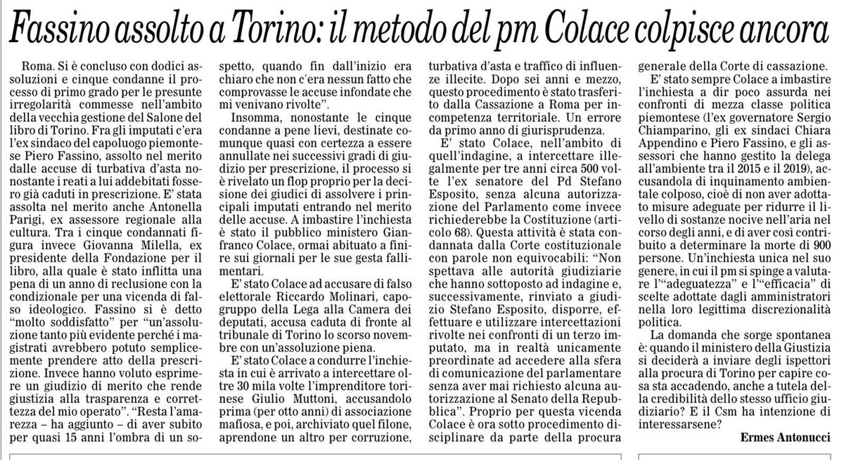 Dopo l’assoluzione di ⁦@pierofassino⁩ ⁦@ErmesAntonucci⁩ racconta le performance del pm di Torino. Un articolo oggettivo da leggere. Ovviamente solo sul ⁦@ilfoglio_it⁩