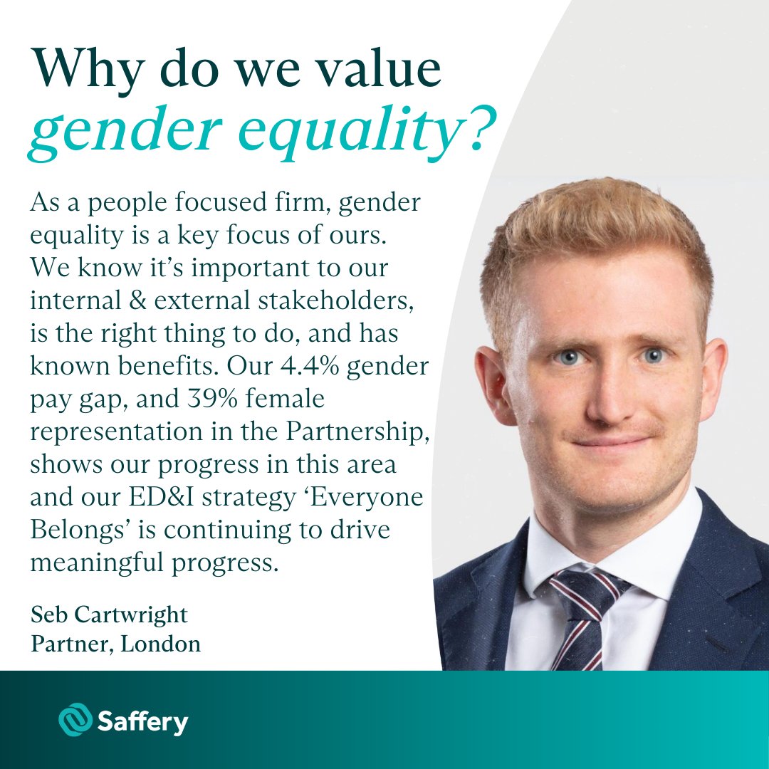 We spoke to important leaders within the company and asked, why do we value gender equality at Saffery? #InspireInclusion #IWD24 #ResponsibleBusiness #InternationalWomensDay #GenderEquality