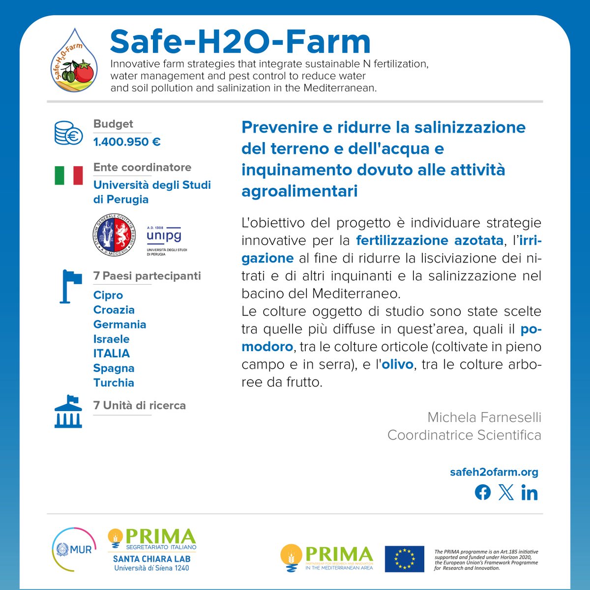 primaitaly's tweet image. 💧#WorldWaterDay 2024
Alcuni progetti #PRIMA a guida🇮🇹su #acqua:
🌊@SafeH2OFarm previene e riduce salinizzazione di suolo e acqua
🌊@AgWamed offre soluzioni per uso di acque non convenzionali
🌊@AWESOME_PRIMA:piattaforma decisionale basata su #WEFE che usa idroponica e aeroponica