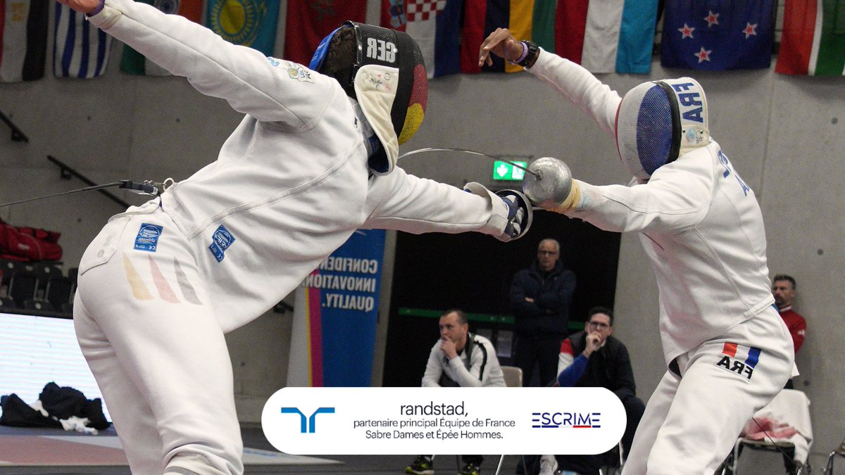 🤺 En avant, les Bleus ! 🏆 L'équipe de France épée hommes part à la conquête de la Coupe du Monde de Tbilissi, en Géorgie, du 22 au 24 mars 2024. Randstad, partenaire principal de la @ffescrime.