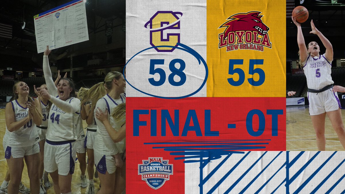 W🏀
<a href="/CCSaints/">Carroll Athletics</a> come from behind and win 58-55 in overtime to complete the second #NAIAWBB quarterfinal 

#BattleForTheRedBanner #collegebasketball