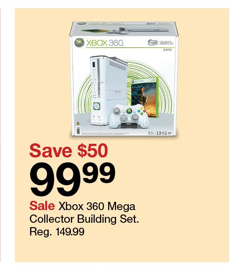 Wario64's tweet image. Target will have the Xbox 360* for $99.99 starting Sunday

*Mega Collector Building Set