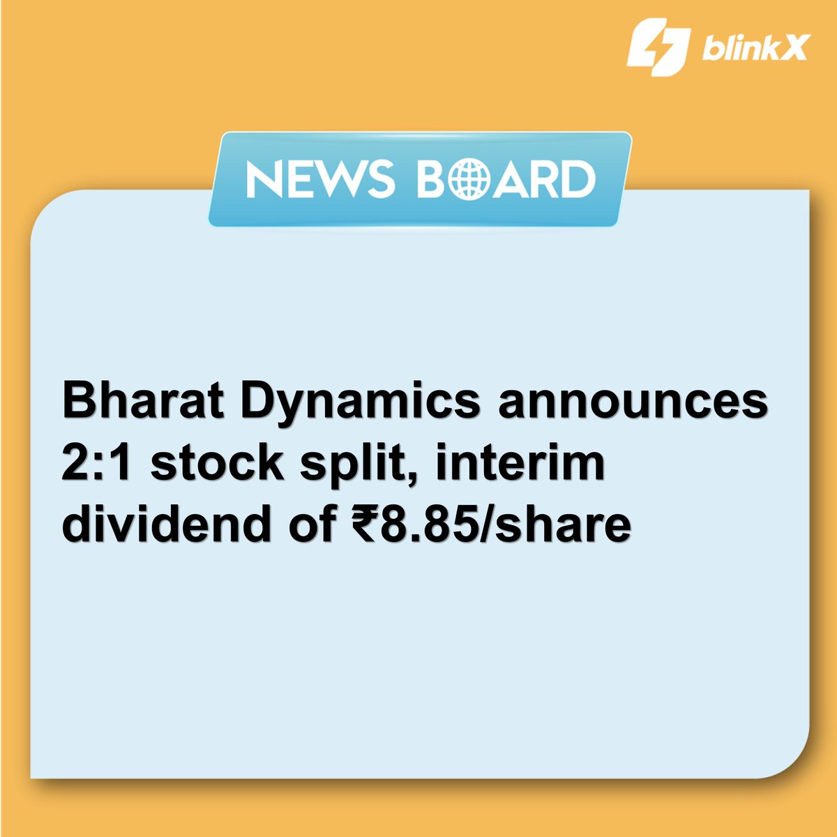 The Company has fixed April 02, 2024 as 'Record Date' for the purpose of payment of Interim Dividend on equity shares for the Financial Year 2023-24.

#BharatDynamics #Bharat #interimdividend #dividend #stocksplit #recorddate #shares #company #gold #finance #investment #stocks…