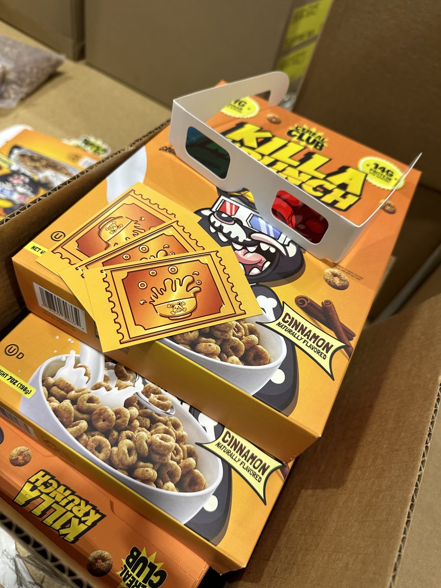 KillaKrunch Ships Out Today!! 🐻

Want to win a free year of cereal? 👀 Tag <a href="/cerealclubnft/">Cereal Club</a> &amp; <a href="/killabearsnft/">KILLABEARS 🐻</a> in your cereal Tweets and one will be selected as a winner 🥣

Mornings Never Looked This Good ☀️😎