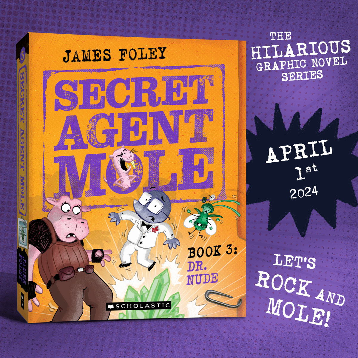 Jamesfoleybooks's tweet photo. It's always polite to bring a gift. 

Secret Agent Mole book 3: DR NUDE is out April 1st! 

Pre-order it here: https://t.co/xMPzfMp5q8

@ScholasticAUS #SecretAgentMole #LetsRockAndMole https://t.co/IYbQSU2lMU