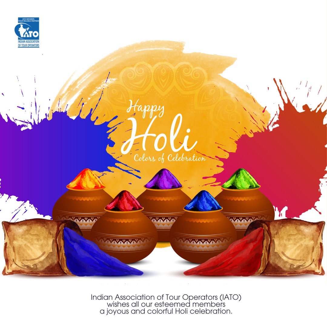 May the colors of Holi spread joy, love, and prosperity in your life! 🌈 Wishing everyone a vibrant and happy Holi from all of us at IATO. Let's celebrate the festival of colors with laughter and togetherness. #HappyHoli #FestivalOfColors #IATOCelebrates #JoyAndProsperity