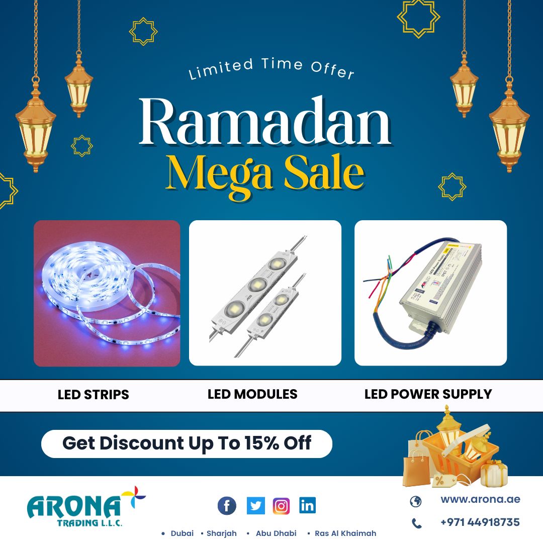 aronauae's tweet photo. Ramadan Special Offer In Arona Trading LLC
For more details contact us
https://t.co/4qUfv54vkT | info@arona.ae
Call: +971 44918735 | +971 6539 1871

#arona #aronatrading #SpecialOffers #specialdeals #ramadan #SaleAlert  #Ledstrips #Ledmodules https://t.co/rSK5vlIiFf