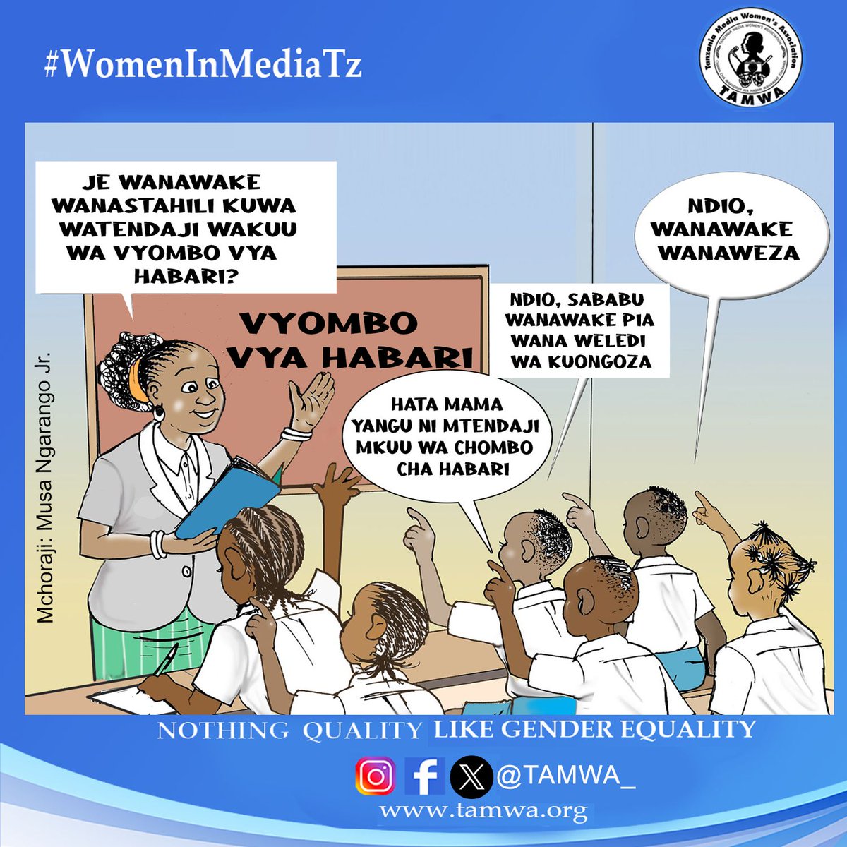 Mashuleni pia wanafunzi wanaona ni vyema wanawake wakaaminiwa na vyombo vya habari na kupewa nafasi za uongozi @TAMWA_ #WomenInMediaTz