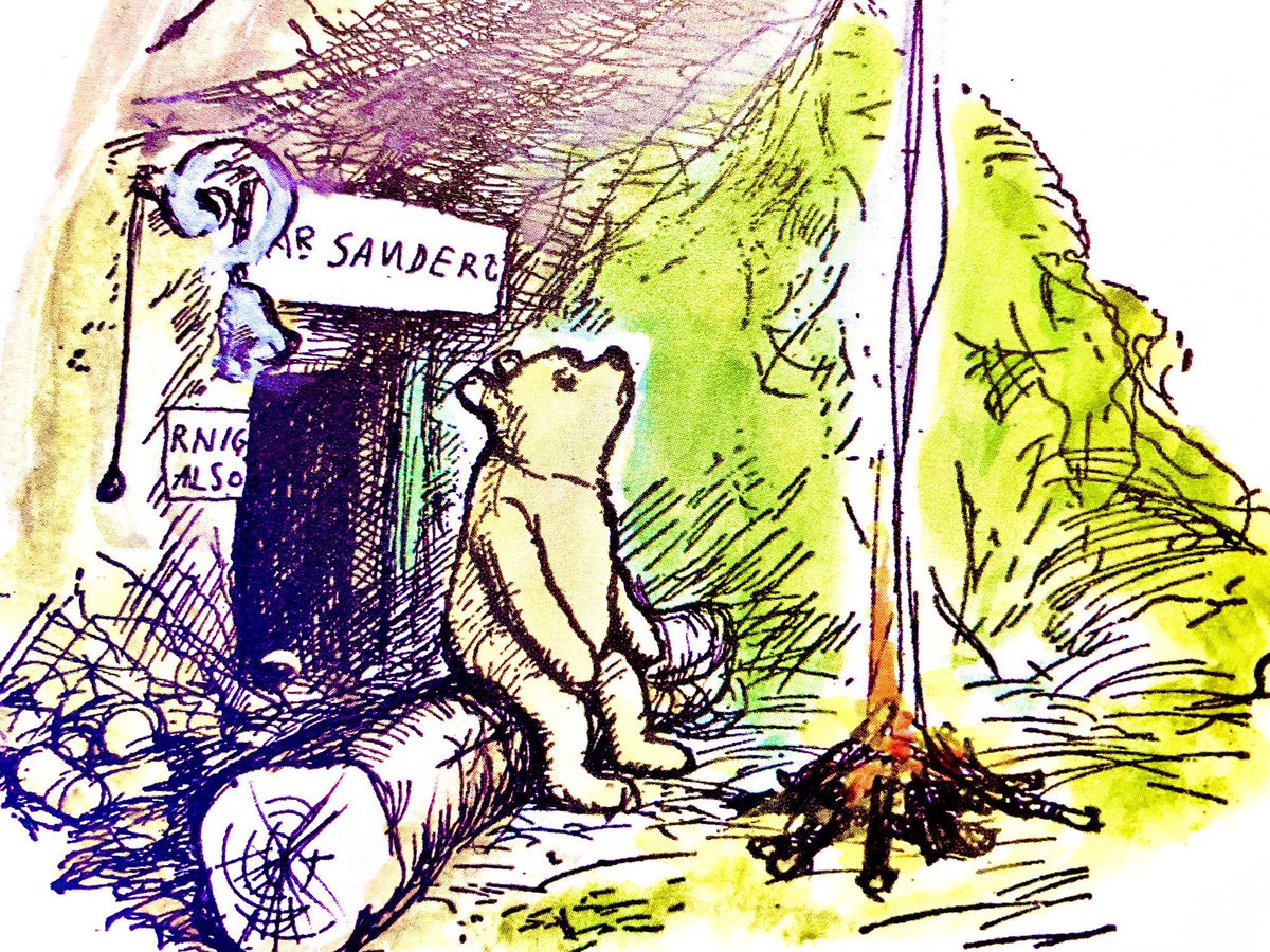 Once upon a time, a very long time ago now, about last Friday, Winnie-the-Pooh lived in a forest all by himself under the name of Sanders.
(“What does ‘under the name’ mean?” asked Christopher Robin.
It means he had the name over the door and he lived under it.”) ~A.A.Milne