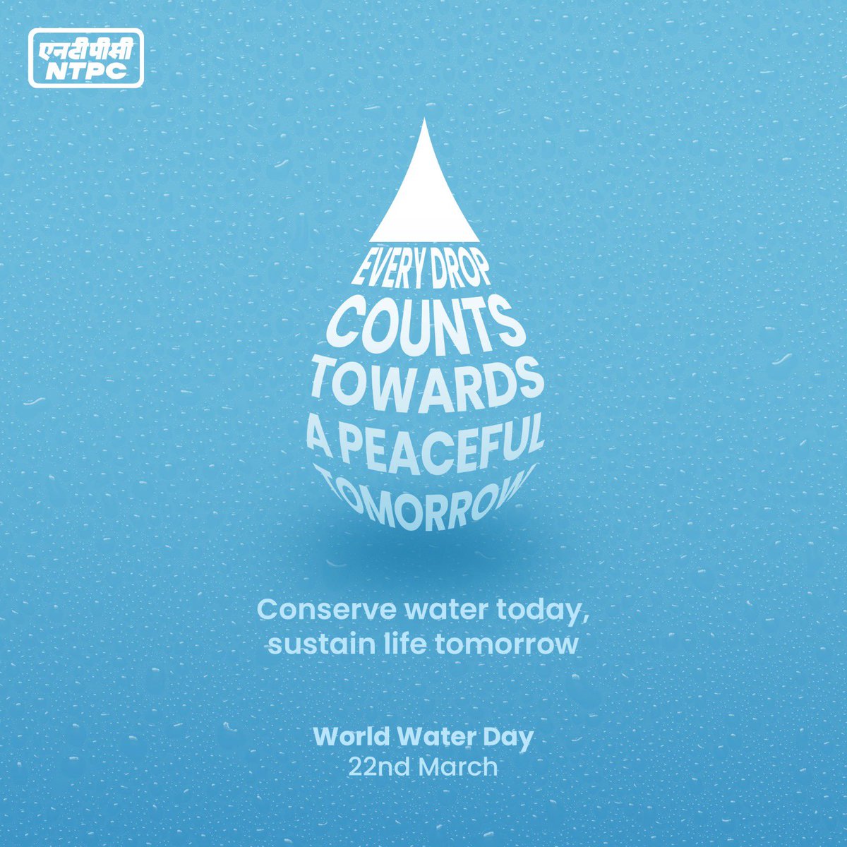 This #WorldWaterDay, NTPC strives for judicious use of water in our business activities & daily lifestyle to achieve water efficiency, clean & green tomorrow. From Air Cooled Condensers to Zero Liquid Discharge, our initiatives pave the path for a peaceful future. #SaveWater