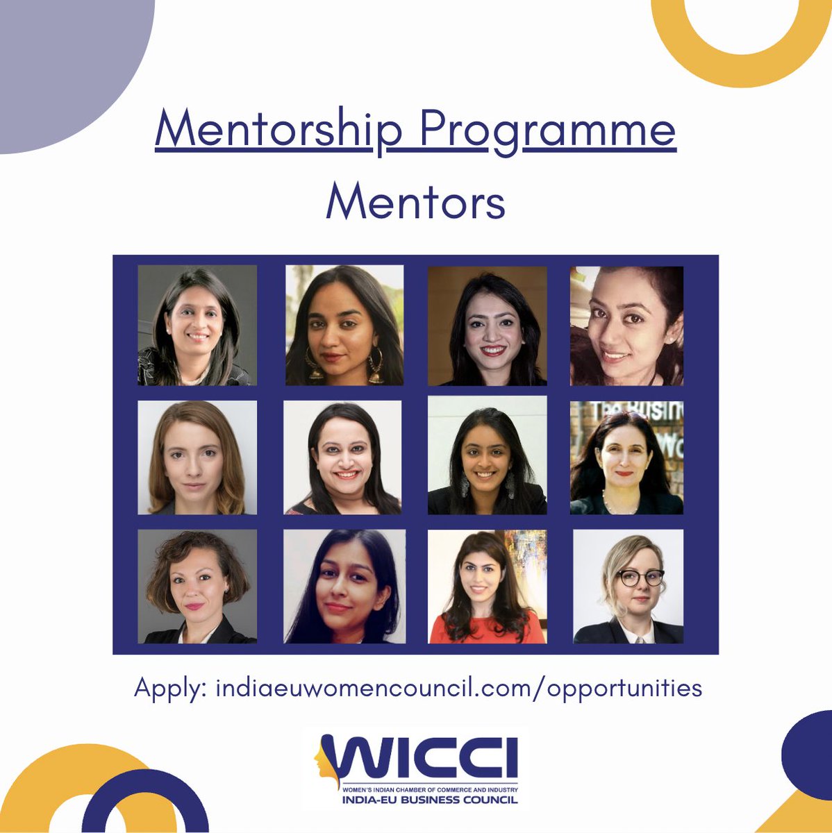 Meet our incredible line-up of 12 mentors for the 2nd edition of the Mentorship Programme in the #India-#EU Business Corridor!

Apply now and take your career to new heights 🚀

#indiaeuwomen #IndiaEUBinder #womeninbusiness #womenempowerment #womeninspiringwomen #wicci