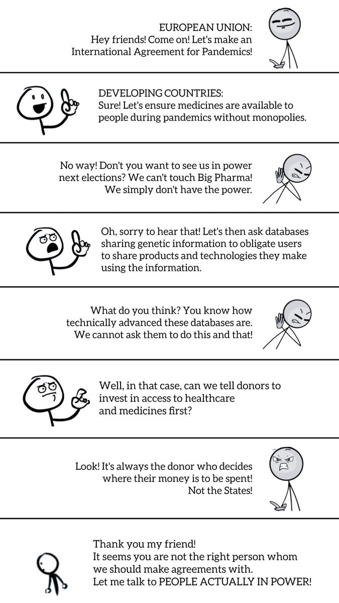 Dear North, @EU_Commission @EU_UNGeneva @usmissiongeneva @NorwayInGeneva @GermanyUNGeneva A small request, please don't come to @WHO #PandemicAccord negotiations, if you don't have capacity to agree anything. Thanks, Rest of the world. @BrazilUNGeneva @SAfrPMUN_Geneva