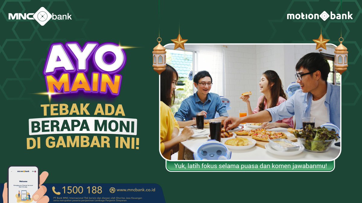 SeputariNews's tweet photo. TES FOKUS!
Jangan ngiler ngeliat makanan di gambar yaa, buka sebentar lagi kok! Nah, sambil nunggu bedug yuk main game seru. Bisa tebak ada berapa jumlah Moni di gambar di bawah? Reply jawabanmu, ya!
☎️ 1500188 | https://t.co/lgtZKaa0iG
#MNCBank #AyoMain https://t.co/kd1AQNuuPH