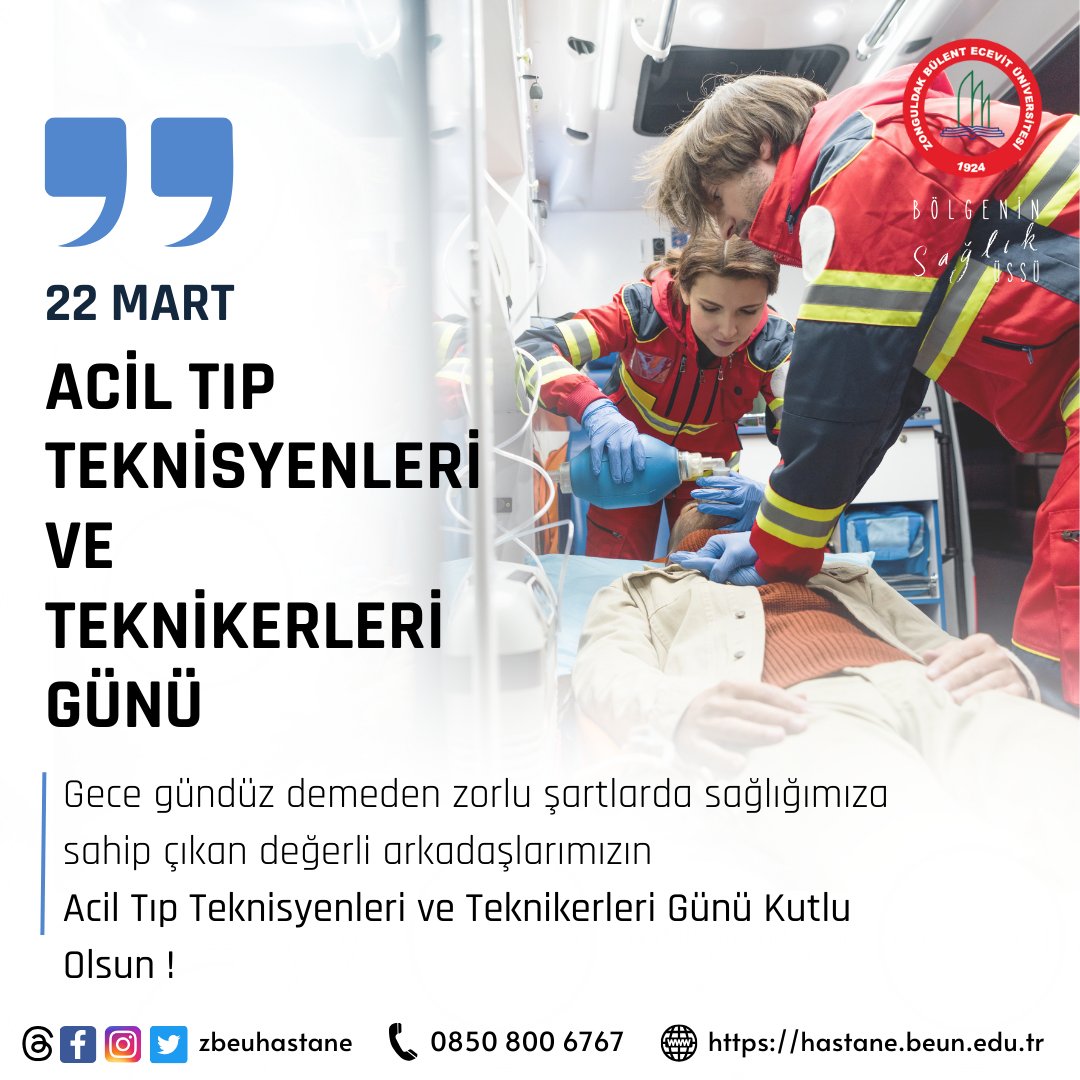 Gece gündüz demeden zorlu şartlarda sağlığımıza sahip çıkan değerli arkadaşlarımızın Acil Tıp Teknisyenleri ve Teknikerleri Günü Kutlu Olsun !

#zbeuhastane