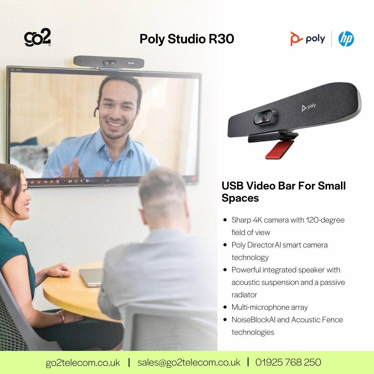 go2telecom's tweet image. #PolyDirectorAI on #PolyStudio R30 gives users a perfect meeting experience by utilizing auto camera framing technologies with the ability to frame participants as a group or individually. #HybridWork