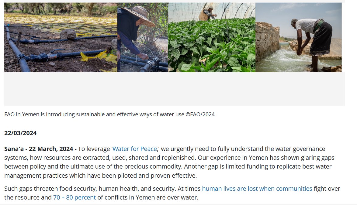 #WorldWaterDay2024 “Yemen requires robust water information systems which will inform policy formulation & decisions. This will be critical for use in water policies development & decision making” @hgadain @FAOYemenRepresentative. Read more: 👉bit.ly/4aqn0Qe