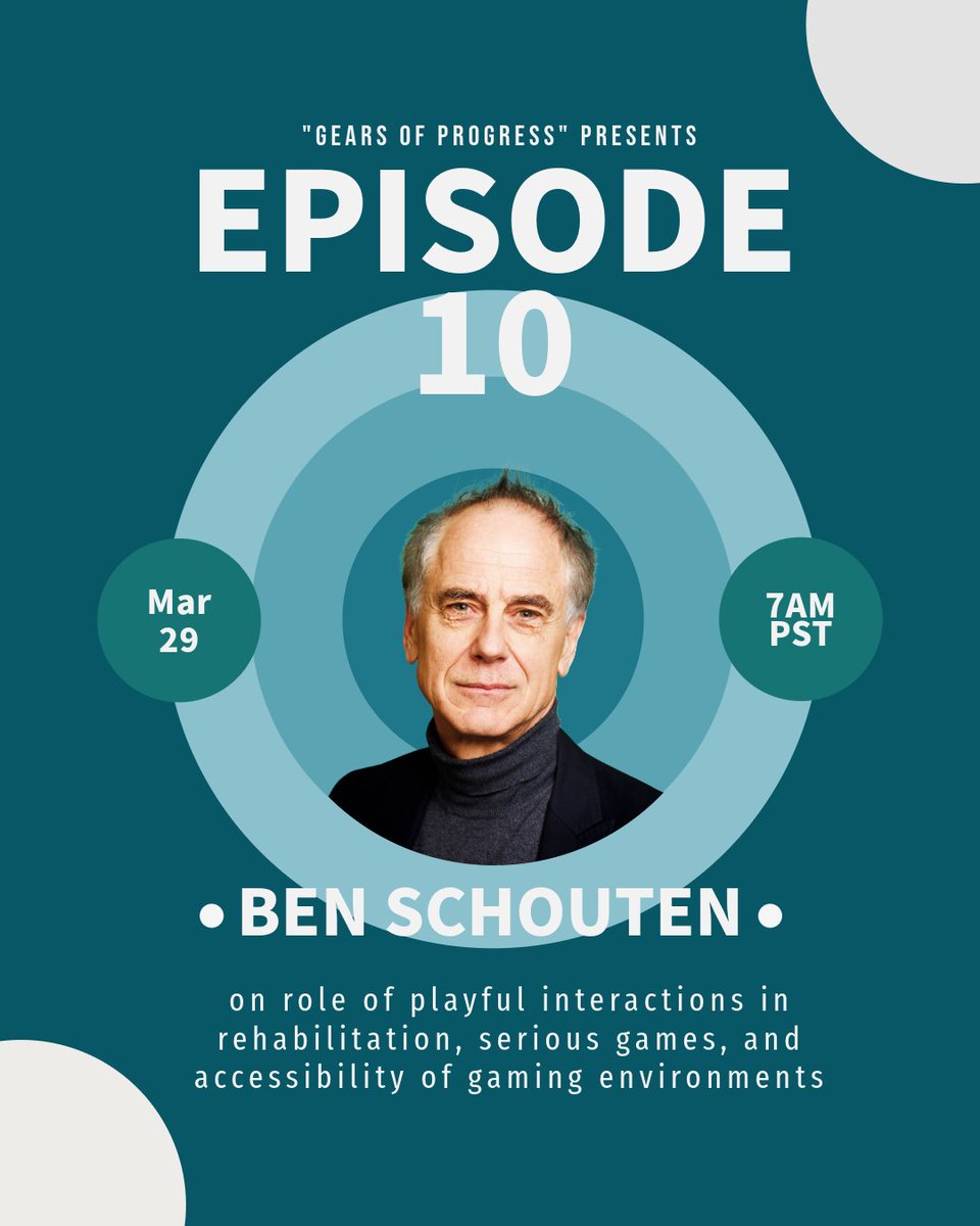 Another exciting episode will be coming out next Friday (March 29) with Dr. Ben Schouten from @TUeindhoven on role of playful interactions in rehabilitation, serious games, and accessibility of gaming environments.