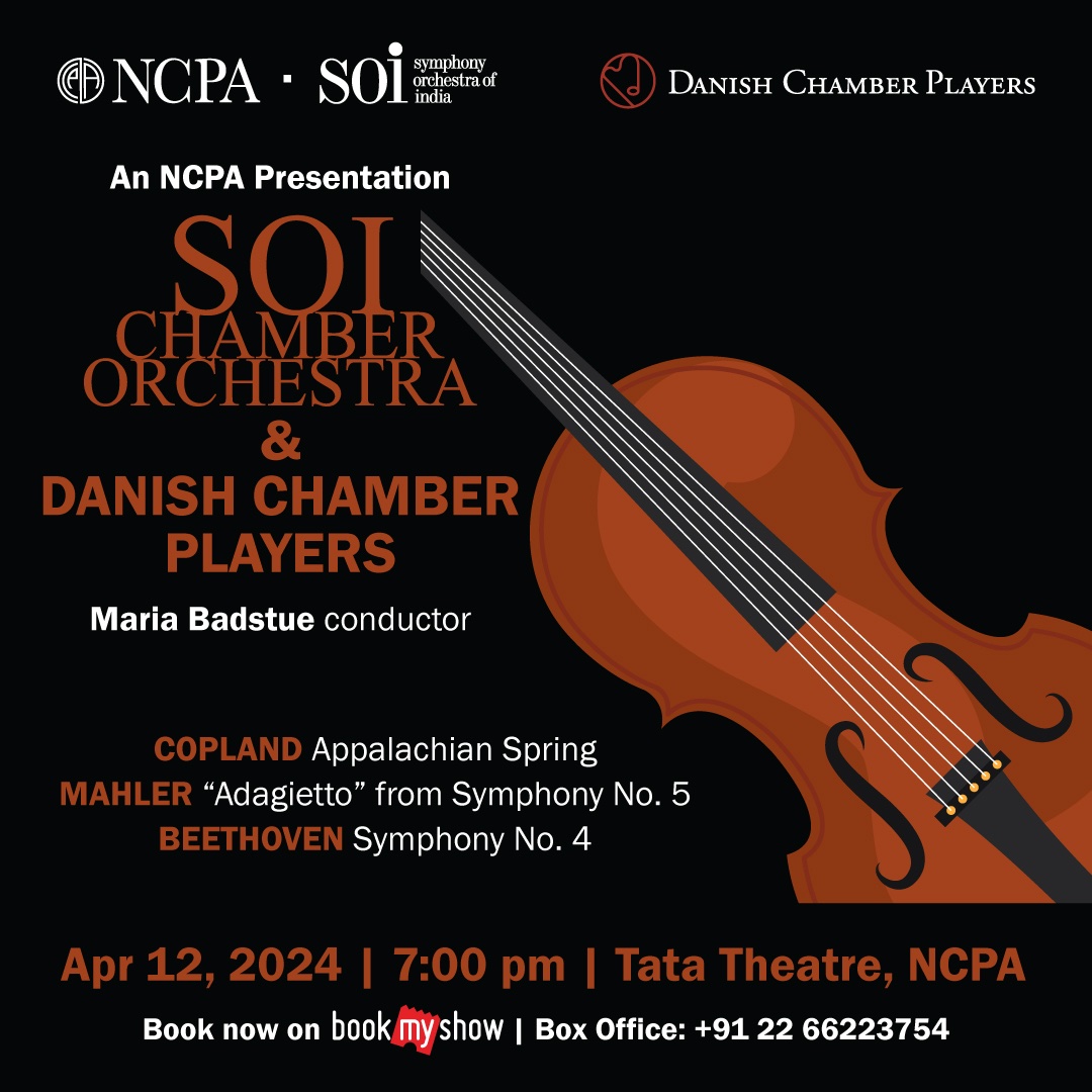 The Danish Chamber Players come together with the SOI Chamber Orchestra for an unforgettable evening featuring works by Copland, Mahler, and Beethoven! Book now on go.ncpamumbai.com/HrTMOD 🎫 SOI Chamber Orchestra & Danish Chamber Players 📅 Apr 12 ⏰ 7:00 pm 📍 Tata Theatre