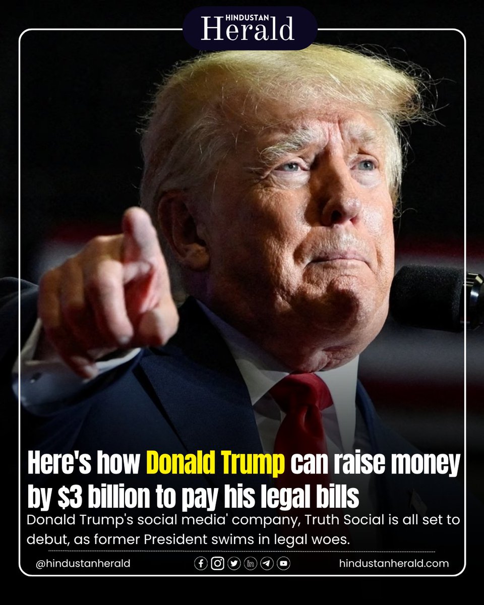 Trump Media's impending stock debut could boost the former president's wealth by over $3 billion. Follow the latest updates. 

#TrumpMedia #StockMarketDebut #DonaldTrump #TruthSocial #hindustanherald