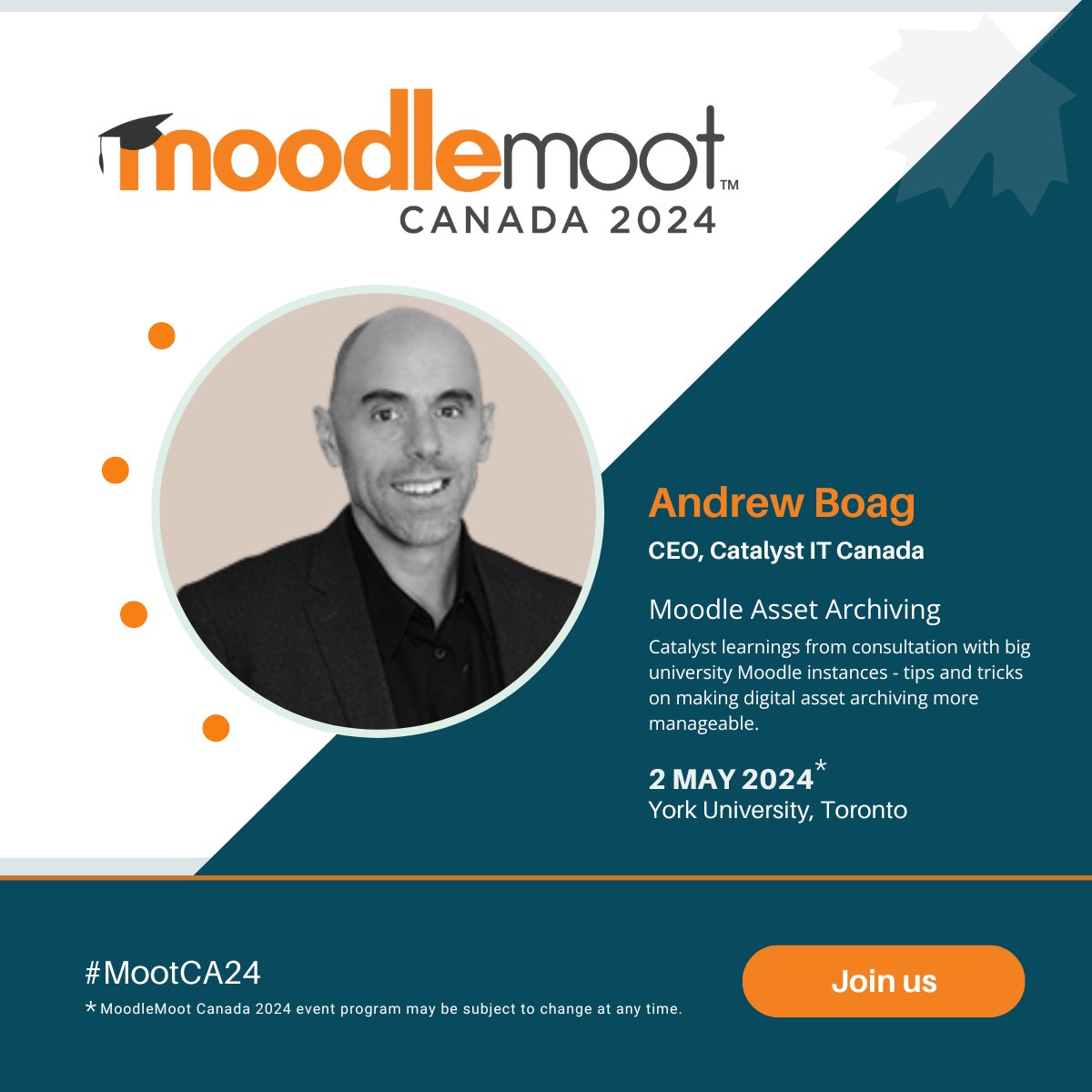 Have your digital asset archiving questions ready. Our CEO, Andrew Boag will be there to answer them! We look forward to seeing you in Toronto! #MootCA24 #moodle