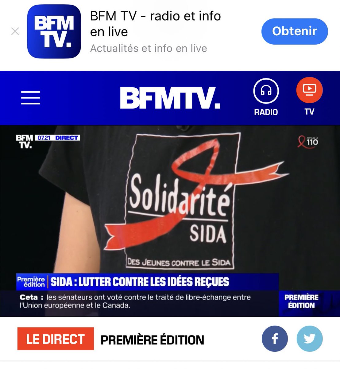 Ce matin <a href="/SolidariteSida/">Solidarité Sida</a> en direct de <a href="/BFMTV/">BFMTV</a> pour parler vih/sida, prévention et IST. Le combat continue ✊🏼