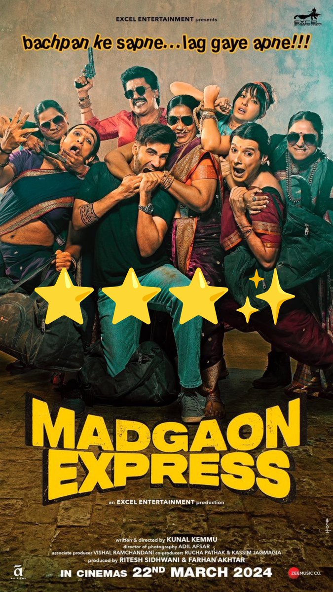#MadgaonExpress : JOYFUL RIDE ! Rarely do films deliver such giddy laughter, powerful storytelling, and a fun family vibe throughout the narration. Kudos to @kunalkemmu for impeccable direction in this slapstick comedy era ! Would love to see what's next ? With fantastic…