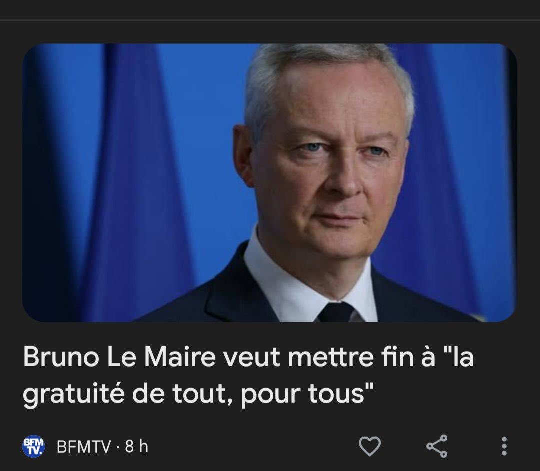 Et nous on veut la fin du mandat de Bruno Le Maire ! 

On cotise pour avoir des soins dignes de ce nom, on paie des impôts pour avoir des infrastructures en bon état et un service public pour tous !!!

#LeMaireDemission