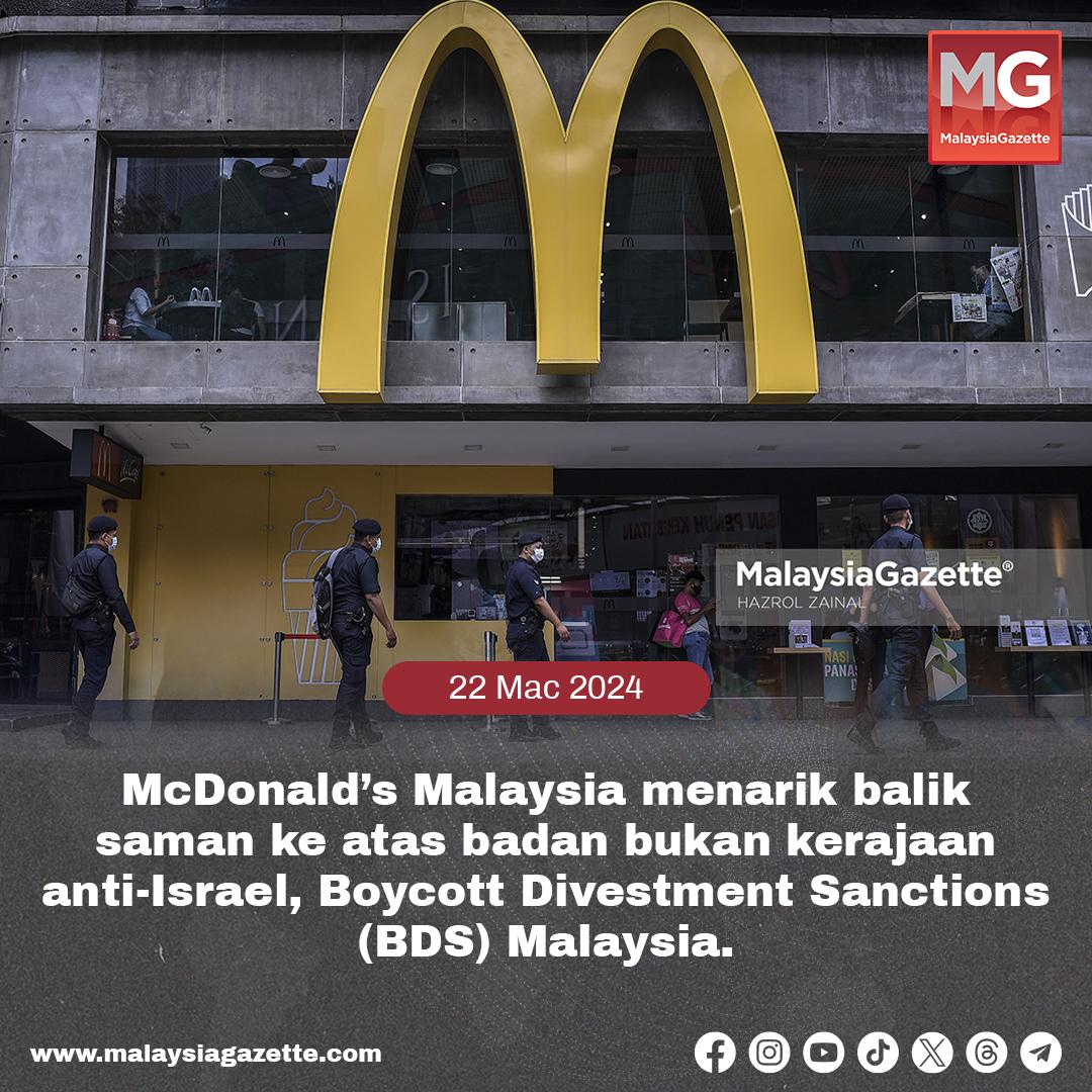 McDonald’s Malaysia menarik balik saman ke atas badan bukan kerajaan anti-Israel, Boycott Divestment Sanctions (BDS) Malaysia.

#malaysiagazette #mcdonaldmalaysia #boycottdivestmentsanctions