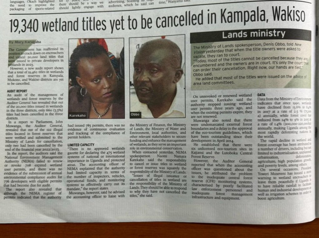 On cancelation of land titles in wetlands.