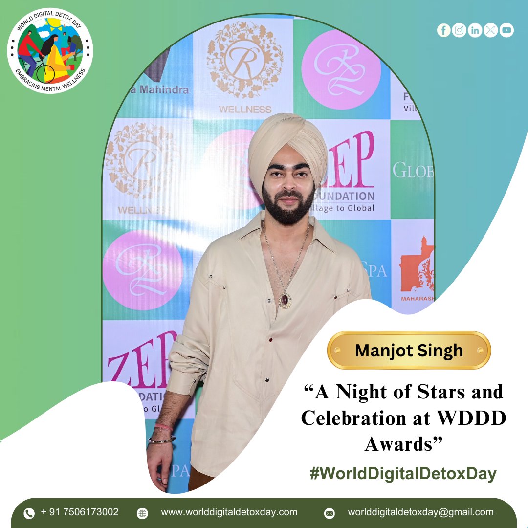 As we celebrated a constellation of talent at the WDDD Awards! 🌟     

Let's give a round of applause for Manjot Singh as he illuminated his respective realms with unparalleled brilliance. 
.  
.  
.  
#WDDD #worlddigitaldetoxday #WDDDAwards #CelebratingTalent #GatewayOfIndia