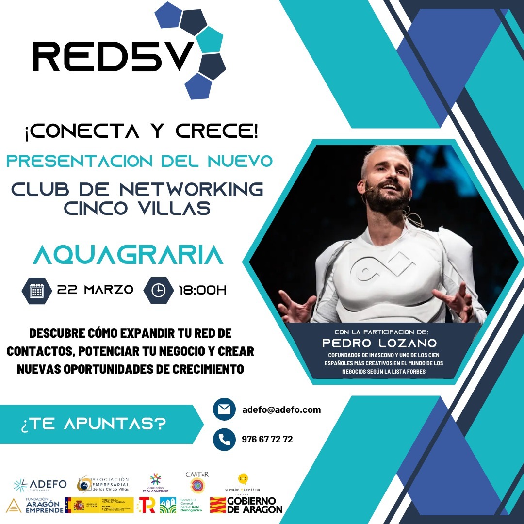 #RED5V, una red colaborativa para los #empresarios y #emprendedores de las #CincoVillas. Más información en @ADEFO5VILLAS y esta tarde en @aquagraria.