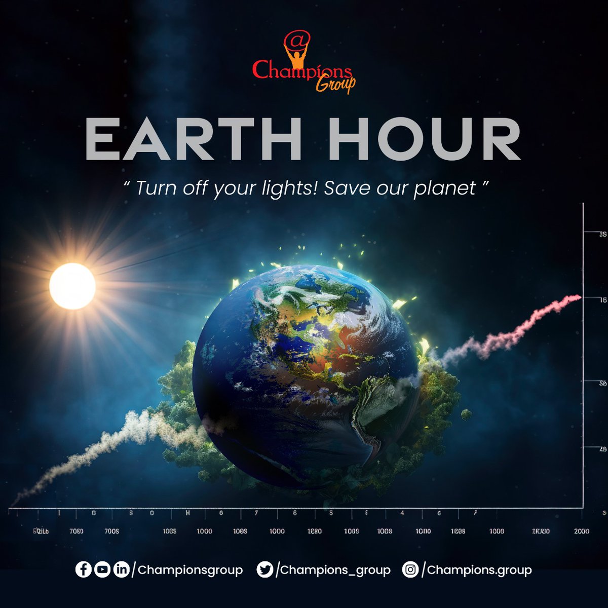 🌍🕯️Join us for #EarthHour on Sat, March 23rd! Turn off non-essential lights from 8:30 pm to 9:30 pm local time. Every action counts for a brighter future! 💡❌Together, we can impact energy conservation and raise awareness for our environment. #SaveOurPlanet #ChampionsGroup