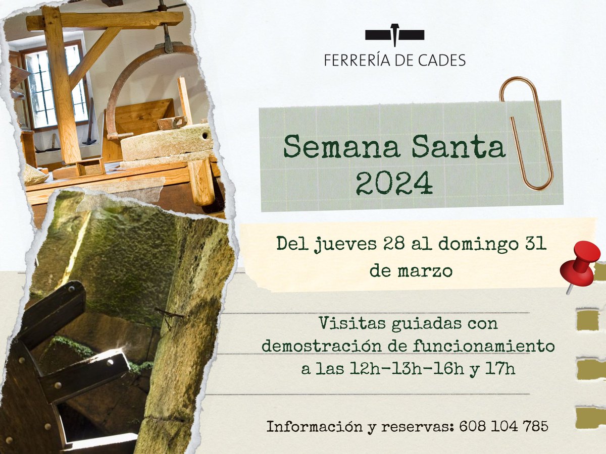 Os recordamos nuestro horario de #SemanaSanta,  y como siempre, recomendamos #reservar por teléfono para garantizar la visita guiada con demostración de funcionamiento de la maquinaria #VisitasGuiadas #SajaNansa #CantabriaMasXDescubrir 
🙏 Por favor RT