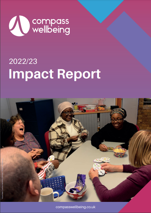 We've just launched our 2022/23 Impact Report on our website! Find it here: compasswellbeing.co.uk/our-impact/

Take a read and learn about the work we did last year to enhance community wellbeing and tackle social inequalities. 

(Photo: Volunteer Centre Hackney, Sharron Wallace)