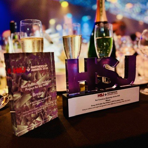Amazing to be winners at the @HSJ_Awards Gold with @AlderHey for Best Consultancy Partnership with the NHS. And bronze with @MidCheshireNHS for Best Healthcare Analytics Project for the NHS. A true partnership approach. #StrasysThinkingDifferently partnership.hsj.co.uk/winners-2024