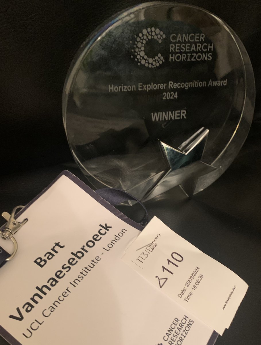 Very honoured to have received the CRUK 2024 Horizons Explorer Recognition Award for our p110 PI3K activator work with Roger Williams @MRC_LMB - Also what are the odds to have received the (p)110 cloakroom ticket too? @CRUKresearch @CR_Horizons @uclcancer bit.ly/4akaj9G