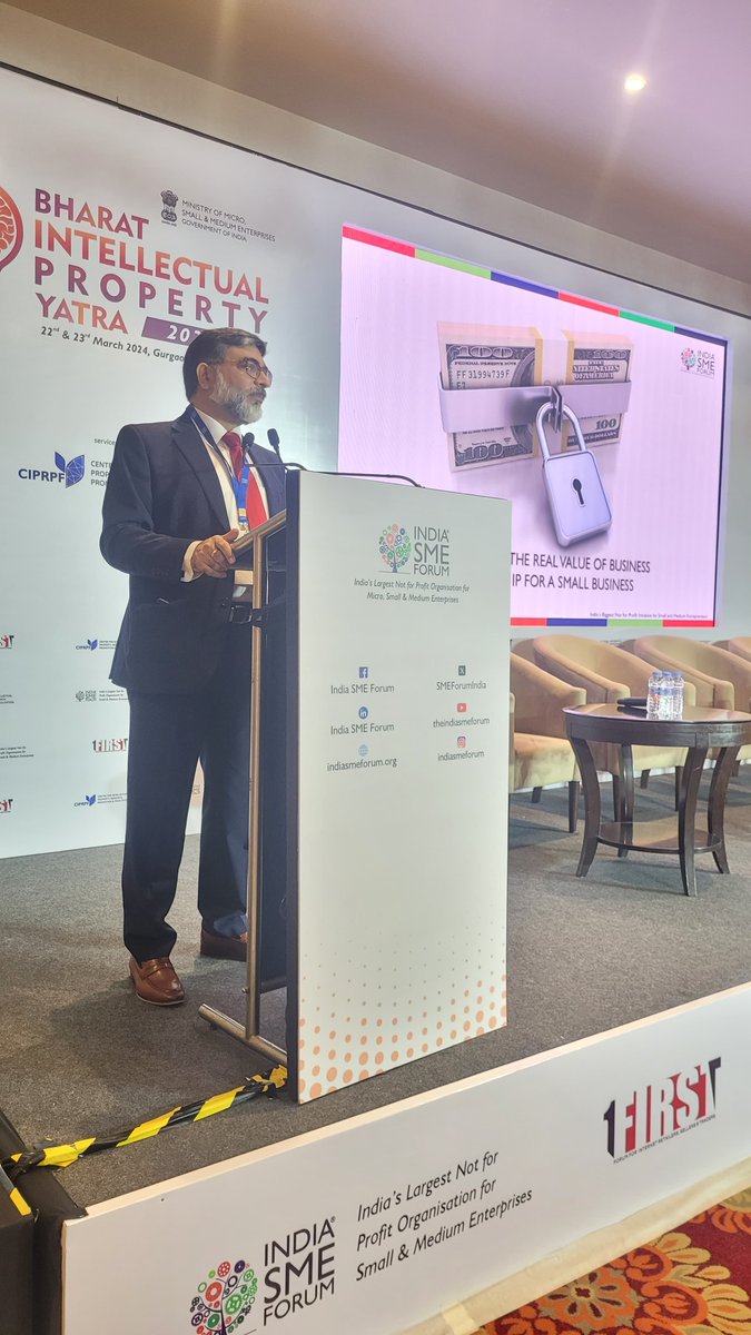 SMEForumIndia's tweet photo. Workshop on Big Branding for Small Business - Rupees 100 Crore Business Model for MSMEs utilising IP by Shri @VKwuthoo, President, India SME Forum in Gurgaon today, 22nd March 2024
#bharatipyatra #ipyatra #intellectualpropertyrights #msmeindia #indiasmeforum https://t.co/gKCGQ7UAET