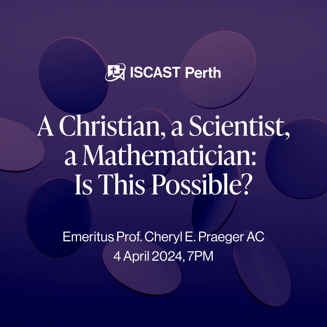 Is God a mathematician? In this ISCAST Perth talk, internationally acclaimed mathematician Emeritus Prof. Cheryl Praeger AC will share her journey and reflections on mathematics and faith. Learn more ➡️ bit.ly/43z6sUc
