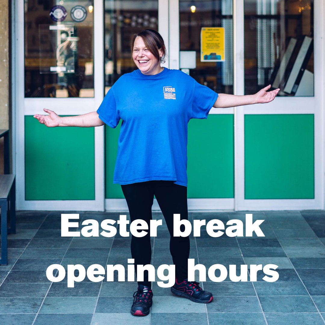 ⏰ Essex Food Easter opening hours run from Saturday 23 March to Sunday 14 April 2024. Some of our outlets will be closed, or operating a reduced service. For more information visit ow.ly/7Eoy50QWSkJ