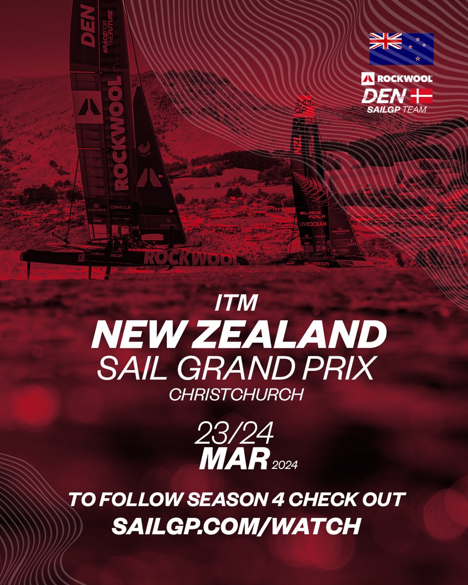 📣 Calling #ROCKWOOL racing fans! SailGP returns to New Zealand this weekend, as @SailGPDEN looks to take one big step closer into the podium spots – and the Grand Final in July. 💨 #TeamROCKWOOL, join us in cheering your colleagues this weekend! #NewZealandSGP #SDG14 #SailGP