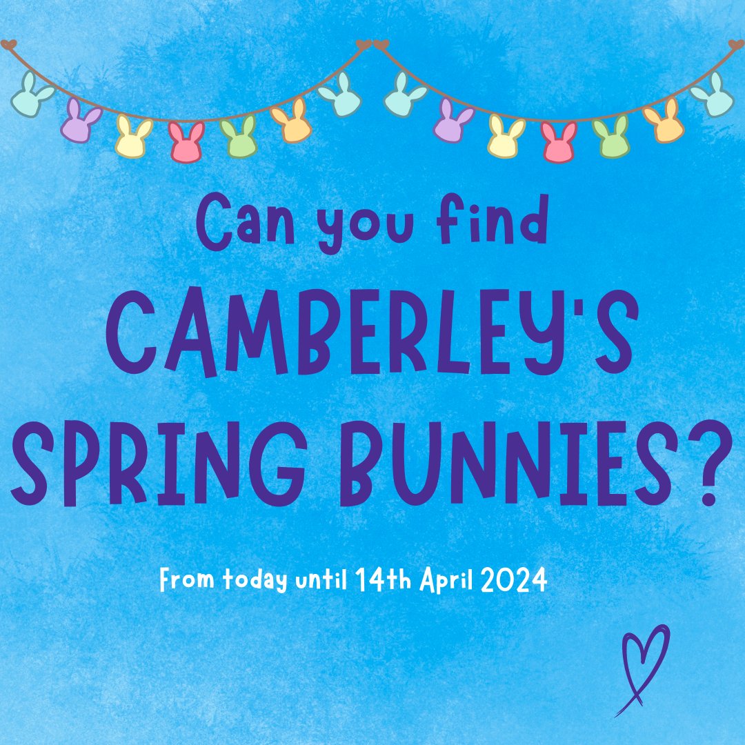 Hop into Camberley this Easter and join The Love Camberley Easter Bunny Hunt starting today! 🐰 Discover all 8 Spring Bunnies hidden in local businesses - prizes to be won! Running until April 14th and don't forget to tag us in your photos! 🐇 #LoveCamberley #SpringBunnyHunt